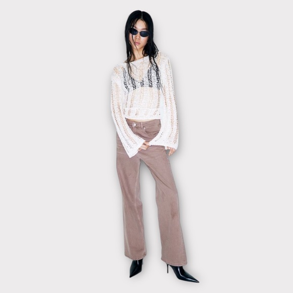 Brown Divided Wide High Jeans - Picture 3 of 5